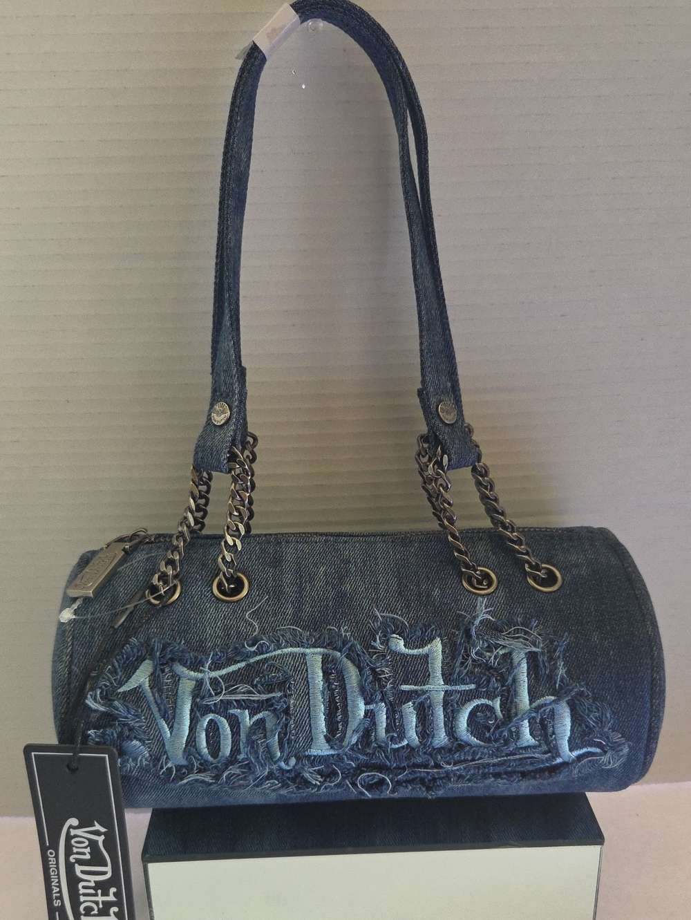 Von Dutch Denim Barrel Shoulder Bag - Blue